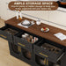 55" Sideboard Buffet Cabinet with Storage, Black Wood Coffee Bar