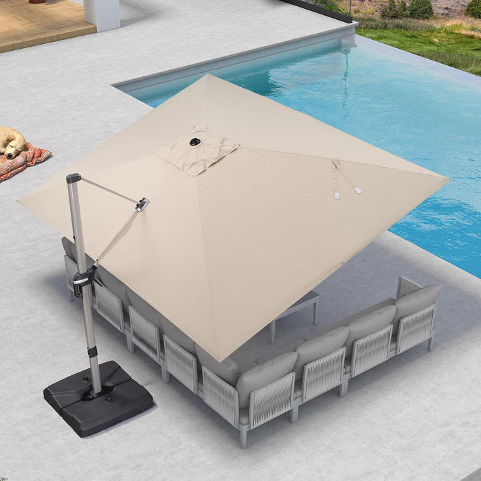 Patio Umbrella Outdoor 10' X 13' Rectangle 360 Rotation Beige