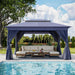 Patio Gazebo 10'X13', Outdoor Heavy Duty Party Tent Shelter with Double Roofs, Mosquito Nettings and Privacy Screens for Backyard, Garden, Lawn, Navy Blue