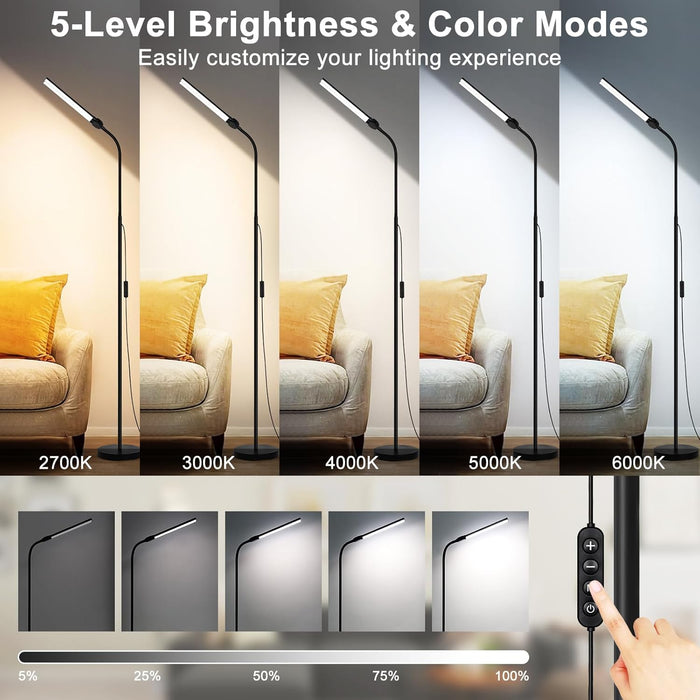 LED Floor Lamp DualHead Dimmable LashExtension Modern