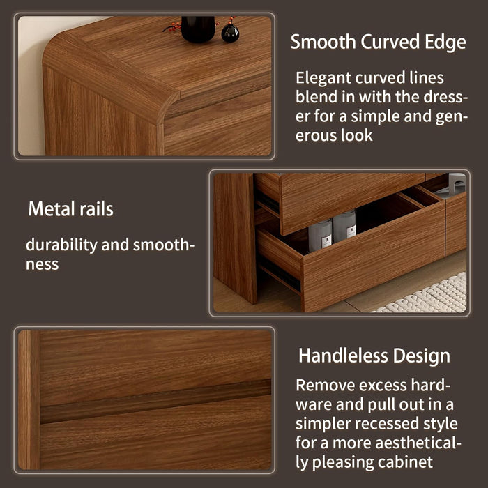 63-Inch Dresser With Curved Anti-Collision Safety Edges