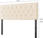 Tufted Upholstered Headboard Queen Size, with 6 Adjustable Height from 39.8" to 49.8", Button Diamond Design, Easy Assembly, Cream Beige