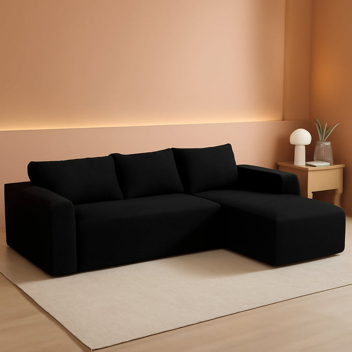 103Inch Black Corduroy Premium Modular Sectional Sofa