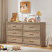 55.1" Wide Farmhouse 6 Drawers Dresser for Bedroom, Oak