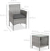 3-Piece Outdoor Wicker Conversation Bistro Set, Space Saving Patio Furniture for Garden W/Side Table - Gray/Gray