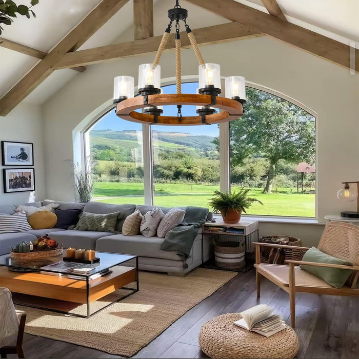 26 Inch Wagon Wheel Farmhouse ChandelierLightFixture