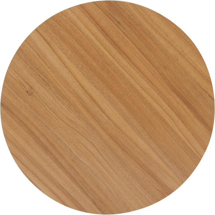 Modern Fabric Storage Ottoman with Wood Top - Faux Brown Leather