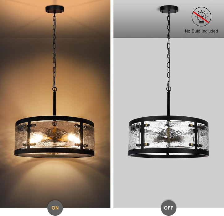 Twenty Inch Black Farmhouse Chandelier Glass Shade