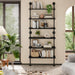 Industrial Pipe Bookshelf, Wall Mounted Shelf, 36 Inch, Black | 6 Tier Open Bookcase, Solid Pine Wood, Black Iron Pipe Frame, 40 Lbs per Shelf, for Books, Kitchen, Office Decor