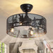 Rustic Ceiling Fan with Light and Remote, Black round Fandelier