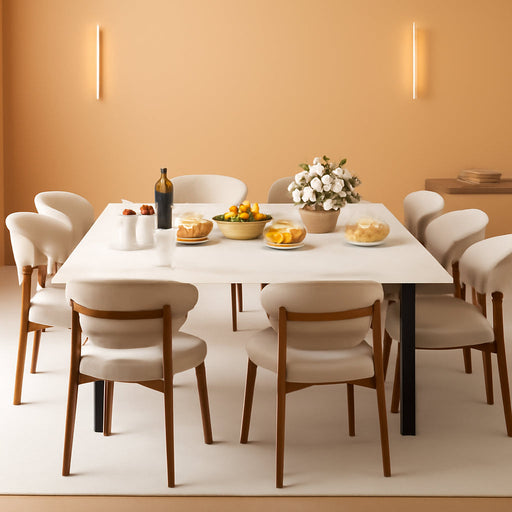 PremiumGrade 79Inch Dining Table Iron Legs MarbleTop