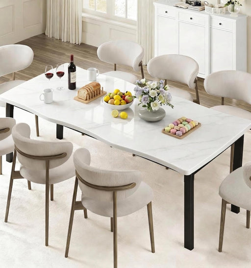 PremiumGrade 79Inch Dining Table Iron Legs MarbleTop