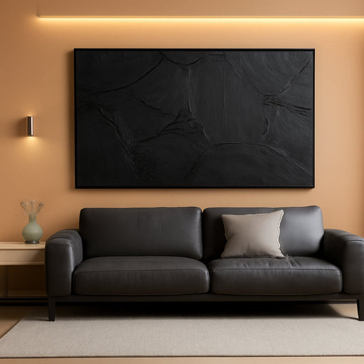 Black Abstract Hand Painted Wall Art for Living Room - Minimalist Large Canvas Wall Art for Office - Frames Wall Decor Bedroom Size 29" X 59"