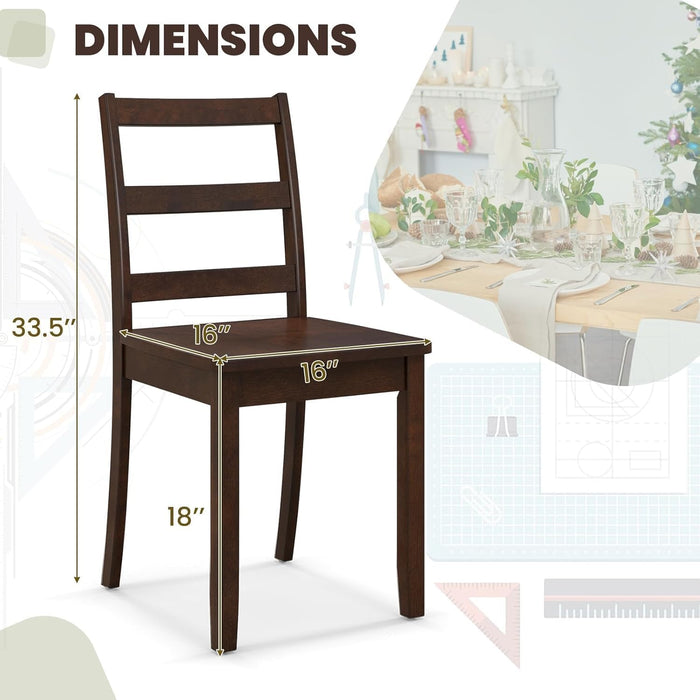 Walnut Wood Dining Chairs Set of 4, Armless Kitchen Chairs with Solid Rubber Wood Legs, Non-Slip Foot Pads, Max Load 400 Lbs, Farmhouse Seat High Ladder Back Dining Room Chairs