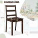 Walnut Wood Dining Chairs Set of 4, Armless Kitchen Chairs with Solid Rubber Wood Legs, Non-Slip Foot Pads, Max Load 400 Lbs, Farmhouse Seat High Ladder Back Dining Room Chairs