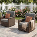 360° Swivel Wicker Patio Chair Set of 2, Handwoven PE Rattan, 5.5" Thick Olefin Cushions, Weatherproof Conversation Seating for Porch Deck Backyard, Brown/Gray
