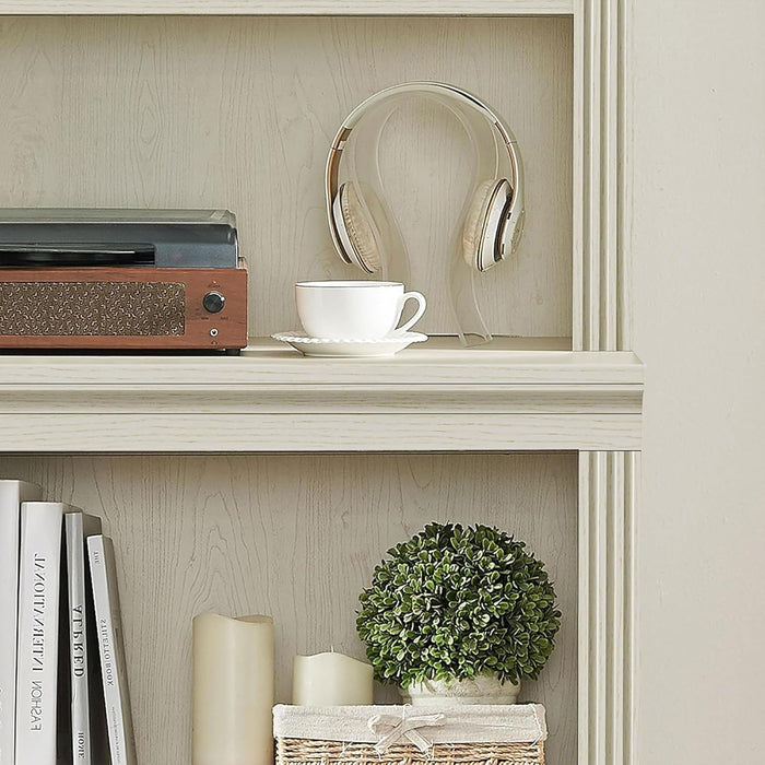 Halston Multi-Depth Bookcase, Adjustable Storage Open Display Shelving Unit for Home and Office Space, 31.5”L X 15.75”W X 72.8”H, Cream