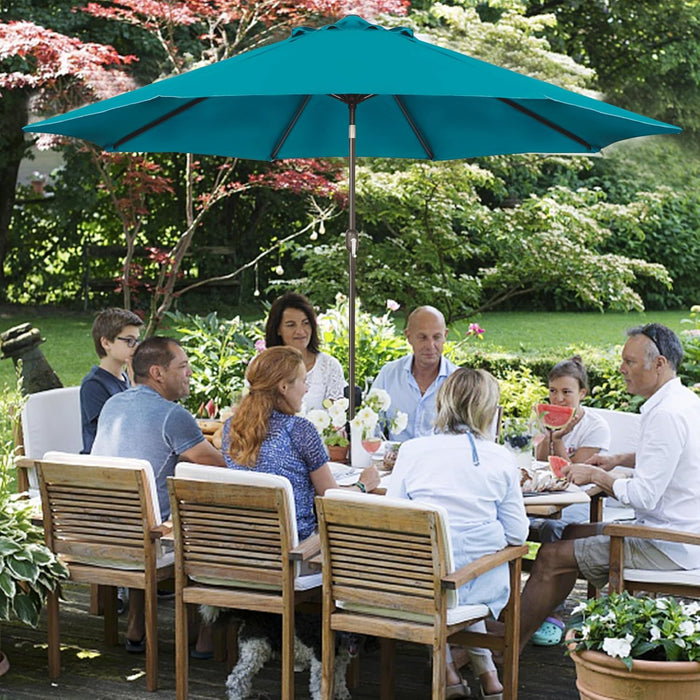9' Outdoor Patio Umbrella, Outdoor Table Umbrella, Yard Umbrella, Market Umbrella with 8 Sturdy Ribs, Push Button Tilt and Crank