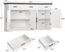 59" Buffet Cabinet with Storage, Sideboard Cabinet with 2 Adjustable Shelves & 3 Drawers, Coffee Bar Cabinet with 4 Doors for Living Room, White
