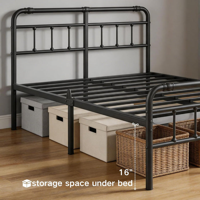 Queen Metal Bed Frame, 18 Inch with Headboard and Footboard