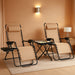 Outdoor Textilene Adjustable Zero Gravity Folding Reclining Lounge Chair Set with Cup Holder, Side Table, Headrest, Weather-Resistant, 35 X 26 X 43 Inches, Beige, 2-Pack