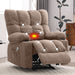 Manual Recliner Chair with Heat Therapy and Massage Function, Heavy Duty Reclining Mechanism Massage Chair, Elderly Single Rocker Sofa with Cup Holders for Bedroom Home Theater,Brown