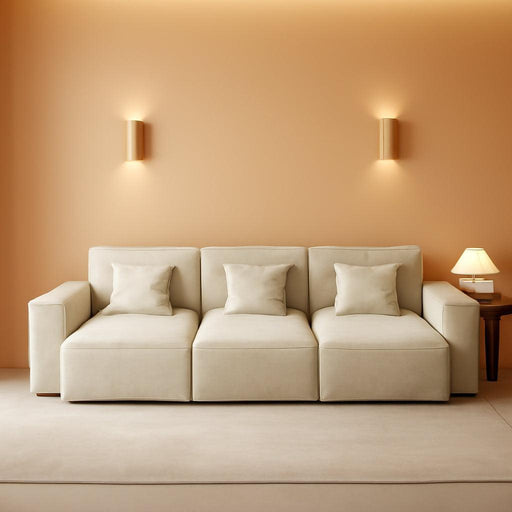 115" Power Sofa,Modular Sectional Couches for Living Room,Modern Large Sofa with Recliners,Comfy Velvet Cloud Couch with Deep Seat,Pet Friendly,Free Combination for Home(Beige)