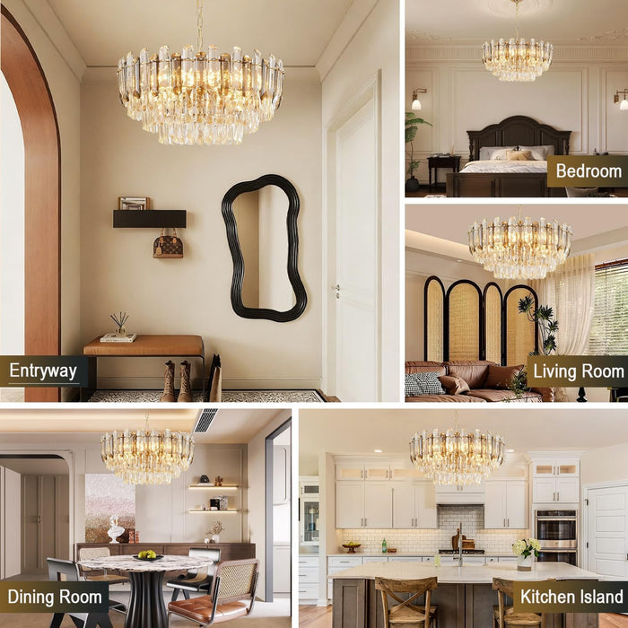 Luxurious Gold Crystal Chandelier 24 Inch Lighting