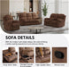 Manual Recliner Sofa Set,Microfiber Reclining Couch Set,Modern Living Room Furniture Set,Reclining Sofa Couch Chair for Living Room Home Office(Brown,3 Pieces Set)