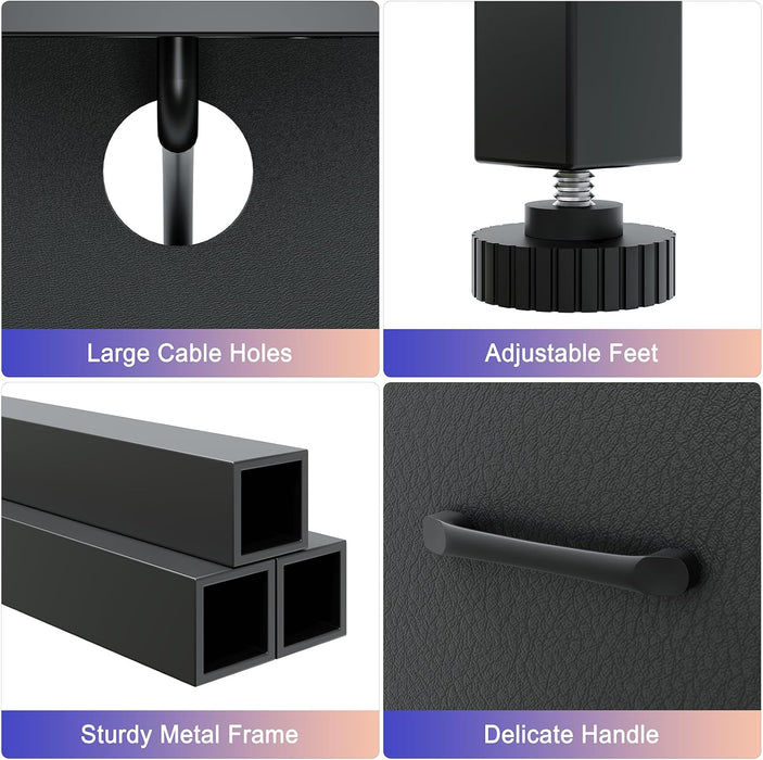 Black Dresser for Bedroom LED 6 Drawer Dresser Fabric Vertical Storagetower