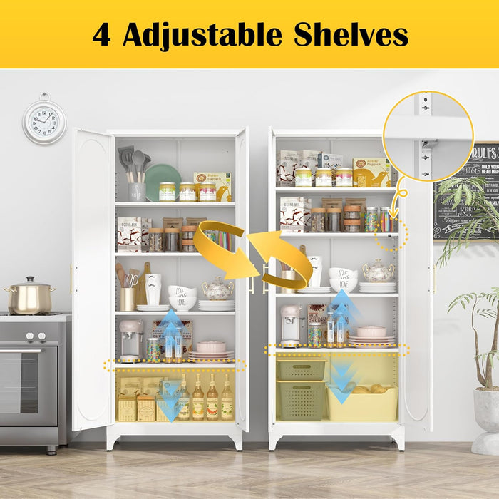 SeventyFiveInch White Industrial Grade Pantry Cabinet Storage