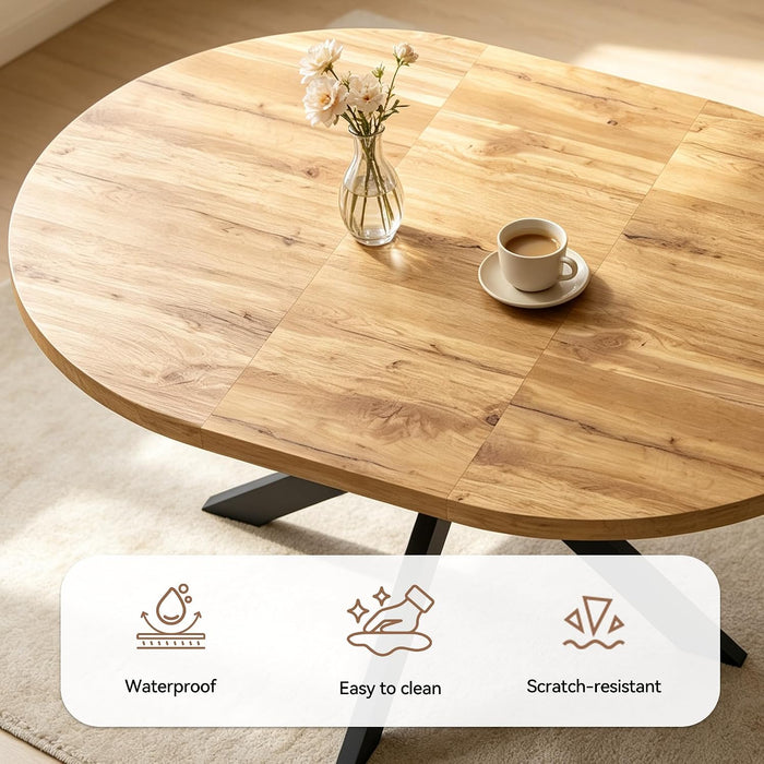 43"-59" Extendable Dining Table for 4-6, Heavy Duty X-Leg Table