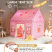 Large Kids Tent Playhouse,Kids Play Tent 2 in 1 with Padded Mat,Flags and Lights,Large Baby Playhouse with 1 Doors & 4 Windows,Portable Princess Tent for Children Indoor and Outdoor Games,Gift