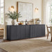 Buffet Cabinet with Storage Accent Sideboard with 4 Doors 66.3" Wide Fluted Credenza Modern Buffet Table Media Console Cabinet Entryway Cabinets for Living Room Kitchen Dining Room Hallway