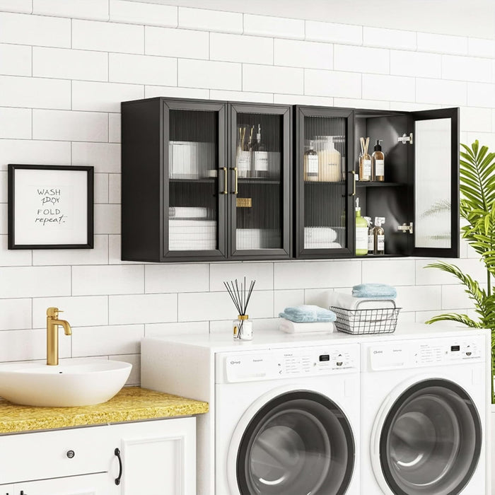 24 Inch Wide Black Wall Cabinet DurableAcrylicDoors