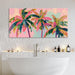 Palm Tree Canvas Wall Art Coastal Seascape Pictures Tropical Botanical Painting Modern Pink Artwork Prints for Bathroom Beach House Bedroom Living Room Home Office Decor Framed 28" X 58"