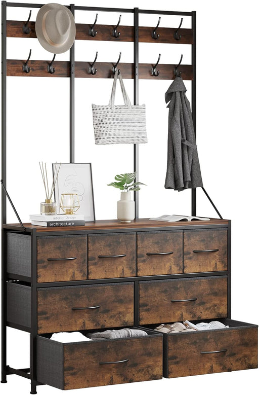 Eight Drawer Dresser Textile Drawers Walnut Finish