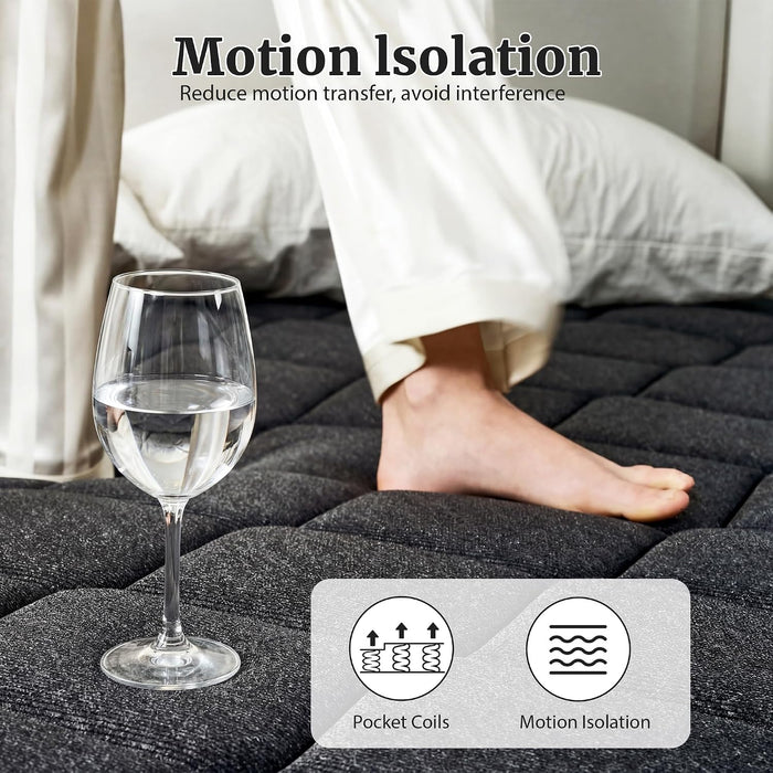 Queen Mattress 12 Inch, Firm Hybrid Memory Foam Mattress in a Box with Individual Pocket Springs, Pressure Relief, Motion Isolation, Fiberglass Free, Certipur-Us Certified 80"X 60"(Gray)