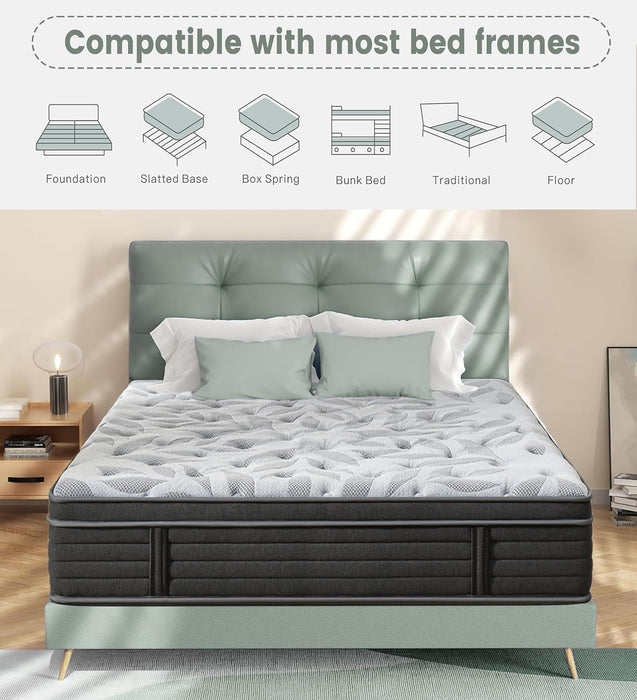 12 Inch Full Mattress, Medium Firm Hybrid Mattress in a Box