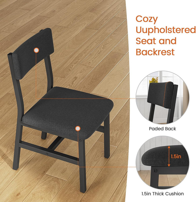 5-Piece Dining Table Set for 4-6 People, 63" Extendable Kitchen Table and 4 Cushion Chairs, Dining Room Table with MDF Board & Metal Frame for Small Space, Easy Clean, Black