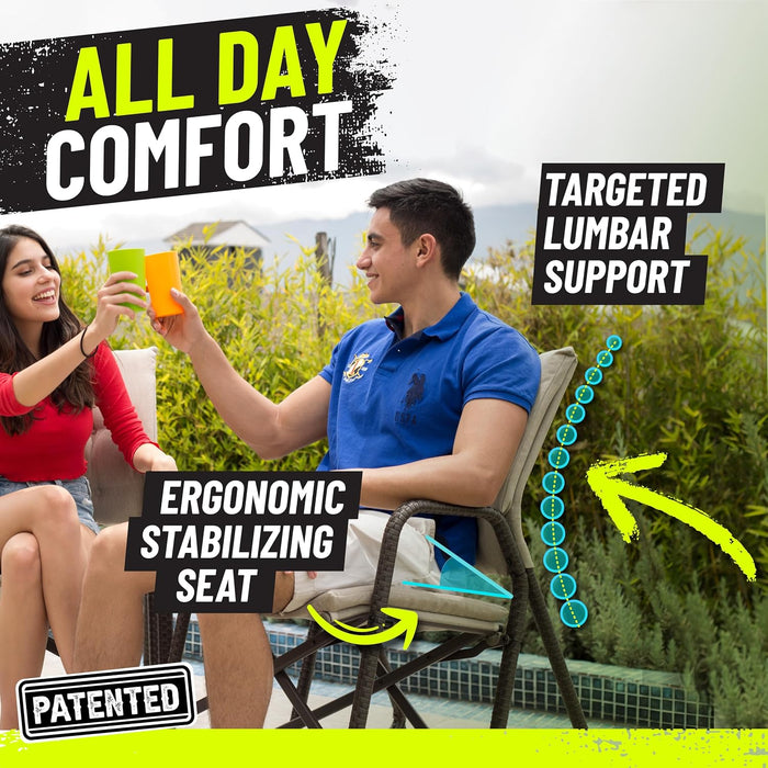 Folding Patio Chair - Ergonomic Design for Back Pain Relief