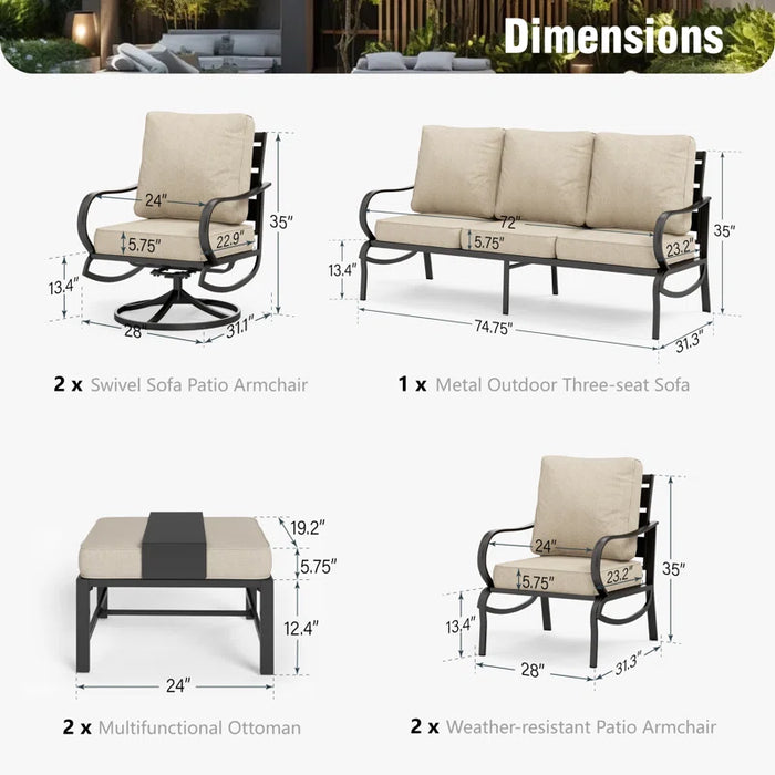 Tapasi 9 - Person Patio Conversation Set with Swivel Lounge Chairs & Optional Firepit Table