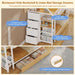 Bunk Bed Twin over Twin with Storage Drawers and Globe String Lights House Shaped Low Bunk Bed with Montessori Bookshelves Metal Bunk Beds for Kids with Ladder and Guardrail,Space Saving,White