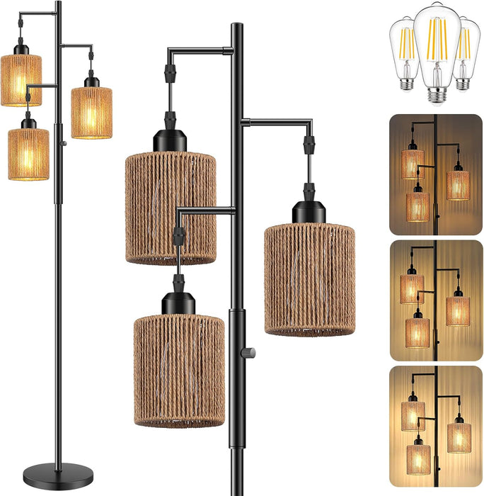72 Inch Boho Floor Lamp HandwovenShade DimmableLighting