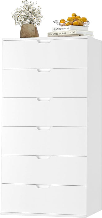 White Dresser with 6 Large Drawers