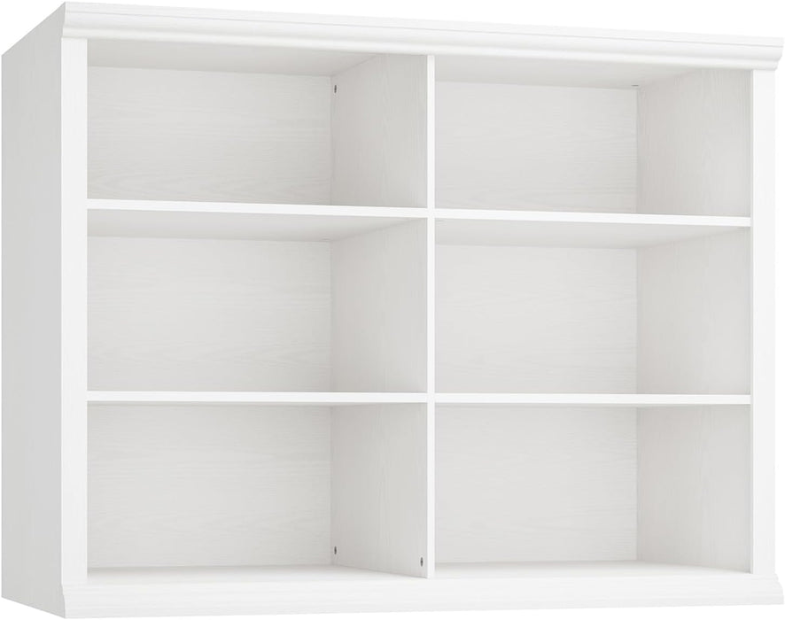 47.2" Wide Bookcase, 3-Tier, 37" Tall, White | Open Storage, Floor Standing, Indoor Furniture, for Home School Library Office Bedroom