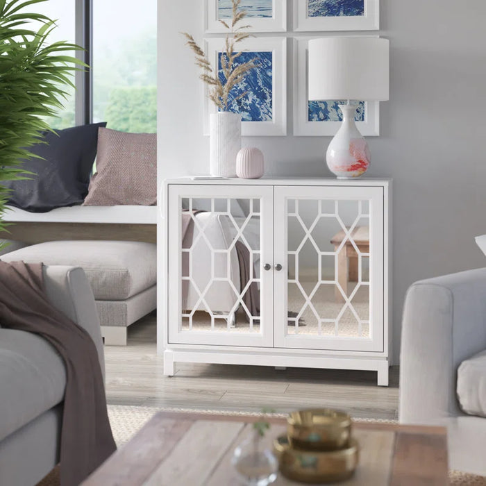 Alayna Accent Cabinet with USB Charging Ports and Mirrored Doors