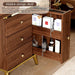 Vanity Desk with 35.12" HD Lighted Mirror, 46.85" Big Modern Vanity Desk with Mirror and Lights, Makeup Vanity with 7 Drawers and Storage Shelves and Charging Station, Walnut