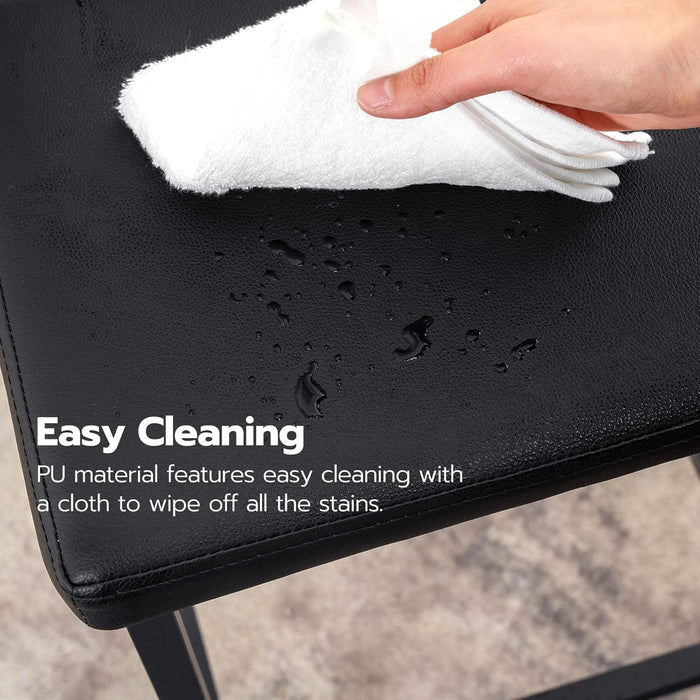 Bar Stools, Set of 2 Bar Chairs, Counter Height Stools, Saddle Stools with Curved Surface, Kitchen Stools, 24.8 Inches, 2.4" Thick Upholstery, for Kitchen, Dining Room, Cafe Black BB10BY01