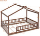 Full Size Montessori Playhouse Bed Frame WalnutFinish